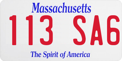 MA license plate 113SA6