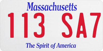 MA license plate 113SA7