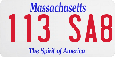 MA license plate 113SA8