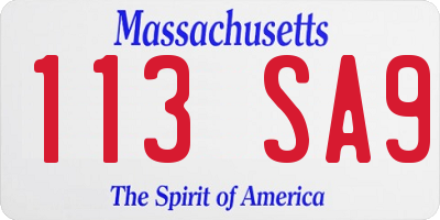 MA license plate 113SA9