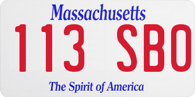 MA license plate 113SB0