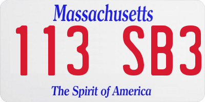 MA license plate 113SB3