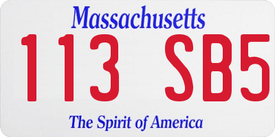 MA license plate 113SB5
