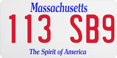 MA license plate 113SB9