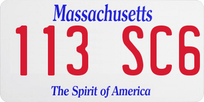 MA license plate 113SC6
