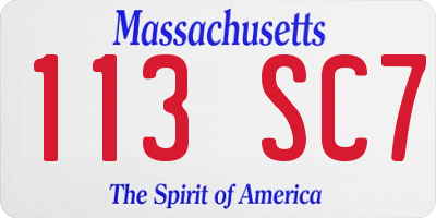 MA license plate 113SC7