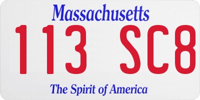 MA license plate 113SC8