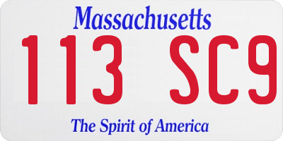 MA license plate 113SC9