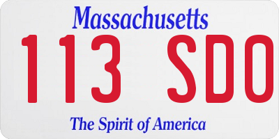 MA license plate 113SD0
