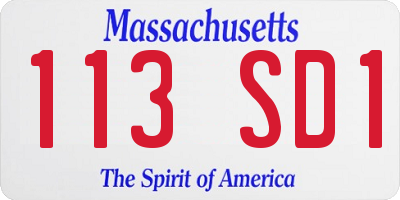 MA license plate 113SD1