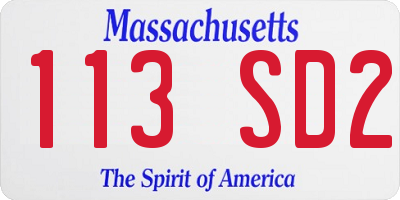 MA license plate 113SD2