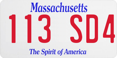 MA license plate 113SD4