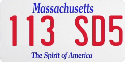 MA license plate 113SD5