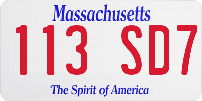 MA license plate 113SD7