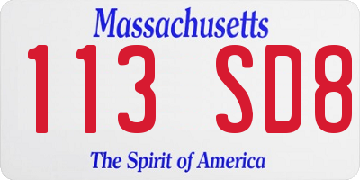 MA license plate 113SD8