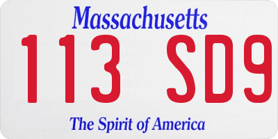 MA license plate 113SD9