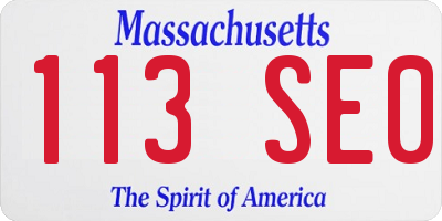 MA license plate 113SE0