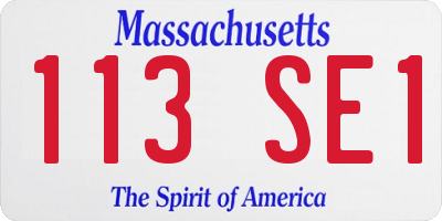 MA license plate 113SE1