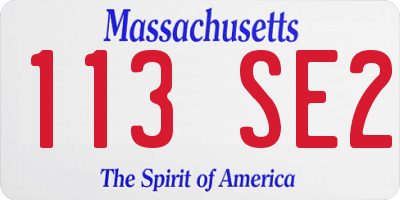 MA license plate 113SE2