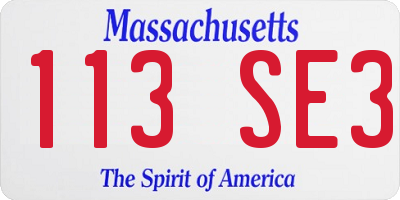 MA license plate 113SE3