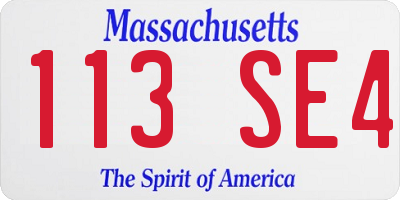 MA license plate 113SE4