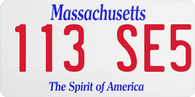 MA license plate 113SE5