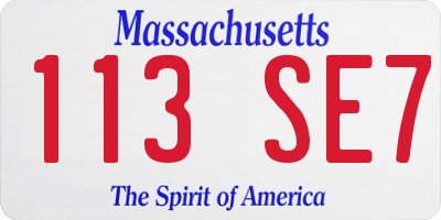 MA license plate 113SE7