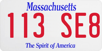 MA license plate 113SE8