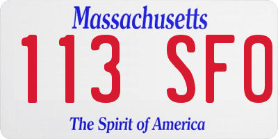 MA license plate 113SF0