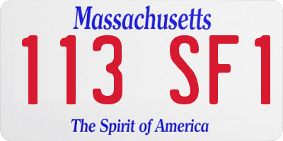MA license plate 113SF1