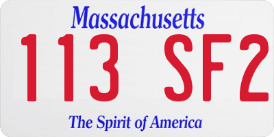 MA license plate 113SF2