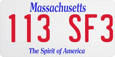 MA license plate 113SF3