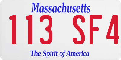 MA license plate 113SF4