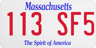 MA license plate 113SF5