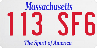 MA license plate 113SF6