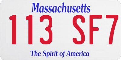 MA license plate 113SF7