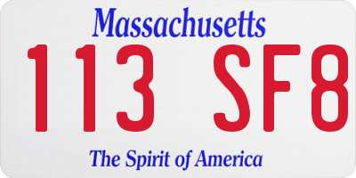 MA license plate 113SF8