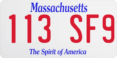MA license plate 113SF9