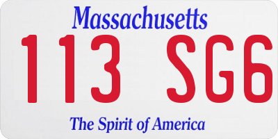 MA license plate 113SG6