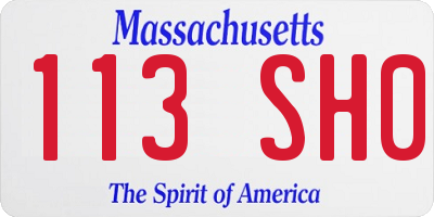 MA license plate 113SH0