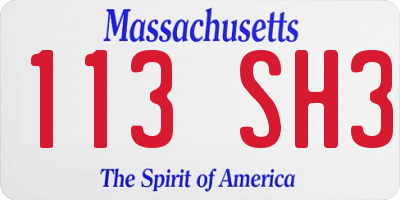 MA license plate 113SH3