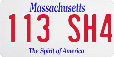 MA license plate 113SH4