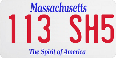 MA license plate 113SH5