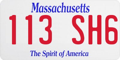 MA license plate 113SH6