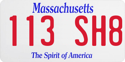 MA license plate 113SH8
