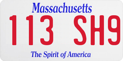 MA license plate 113SH9