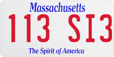 MA license plate 113SI3