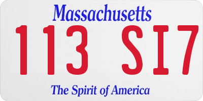 MA license plate 113SI7