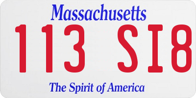 MA license plate 113SI8