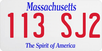 MA license plate 113SJ2
